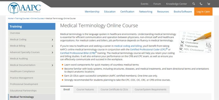 Medical terminology online courses